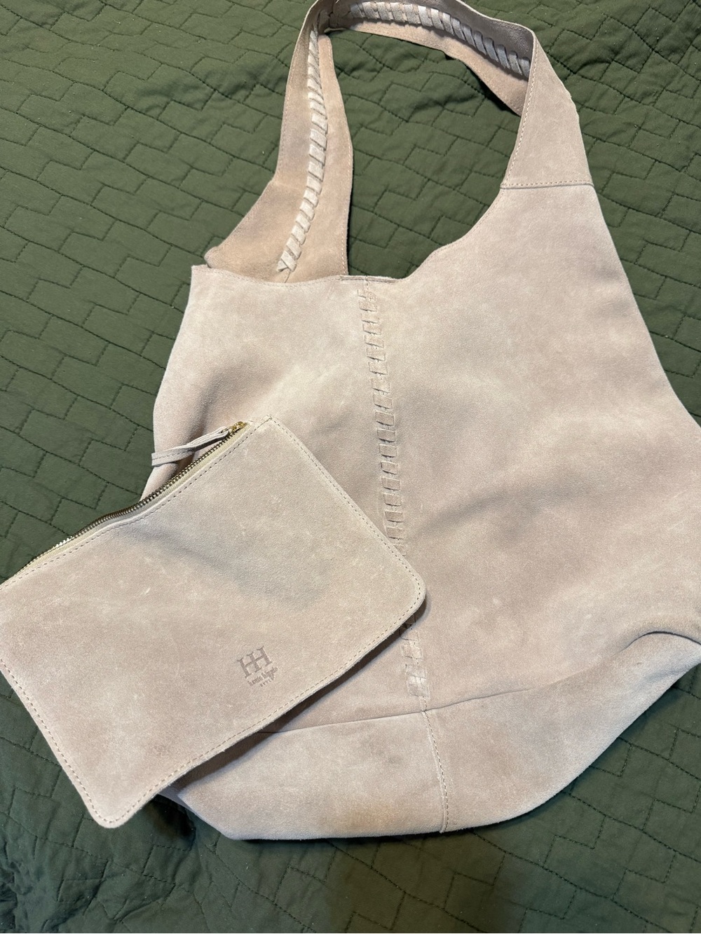 Haute Hippie Hobo-Style Suede Shoulder Bag in Light Beige - Picture 2 of 4